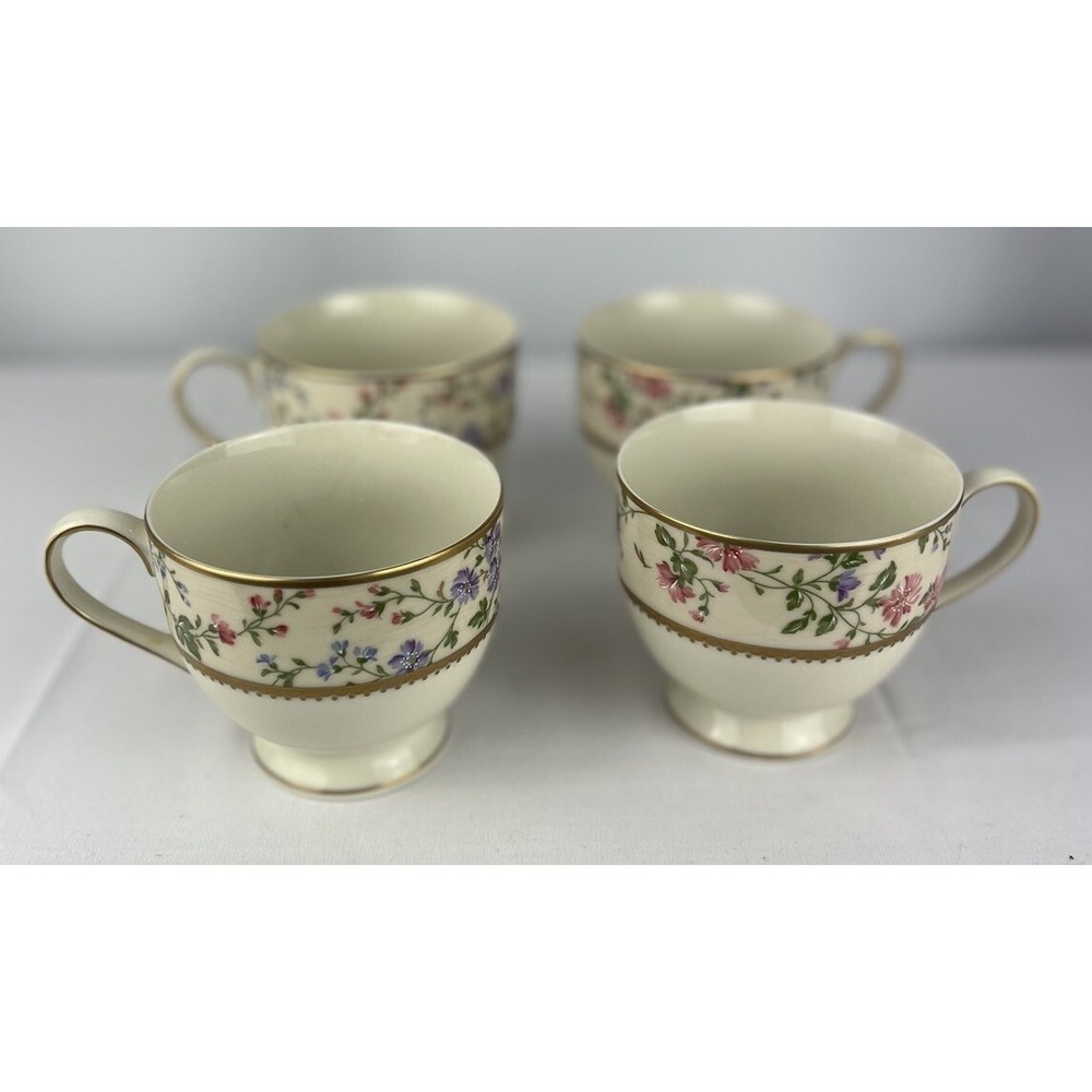 Mikasa Spring Tea Cup Japan Excellent Floral Pattern And Gold Trim. Set Of 4